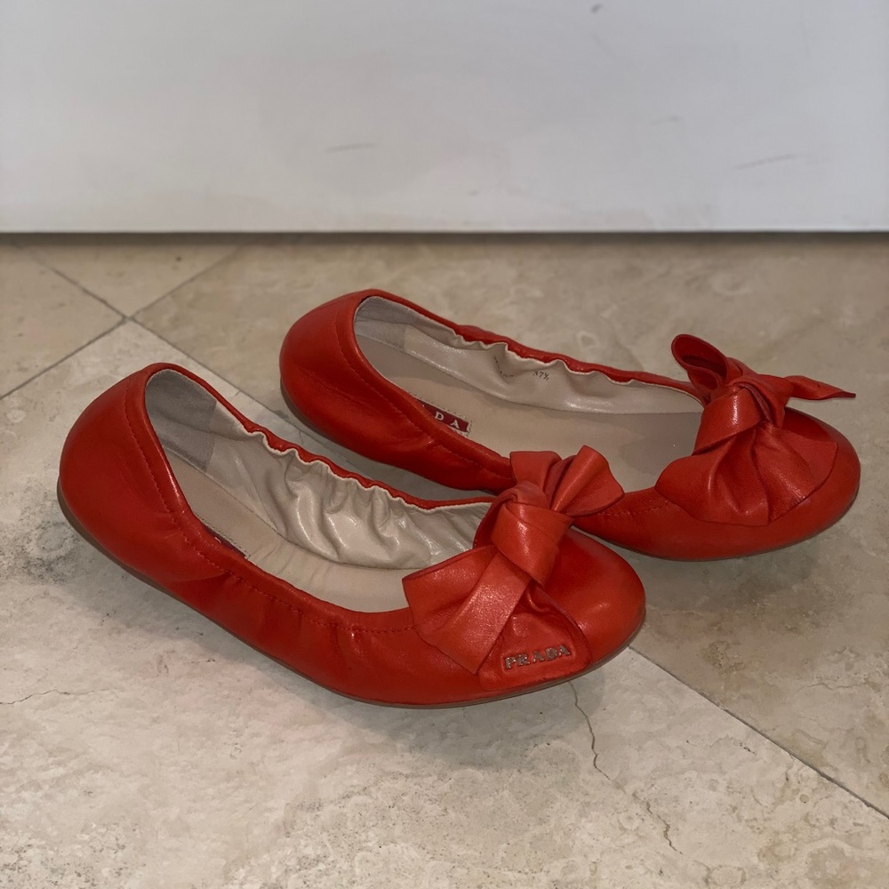 Prada Leather Bow Accented Flats - Picture 4 of 4